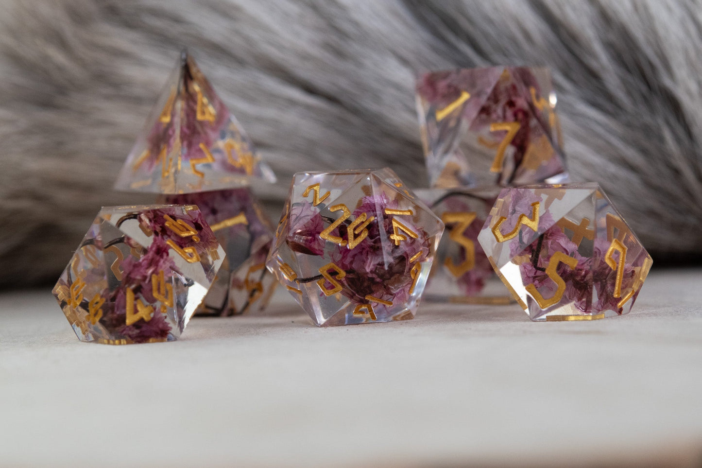 Wither and Bloom Sharp-Edged Resin Dice Set