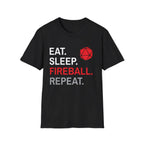 Wizard Class T-Shirt – 'Eat, Sleep, Fireball, Repeat' - Black / S