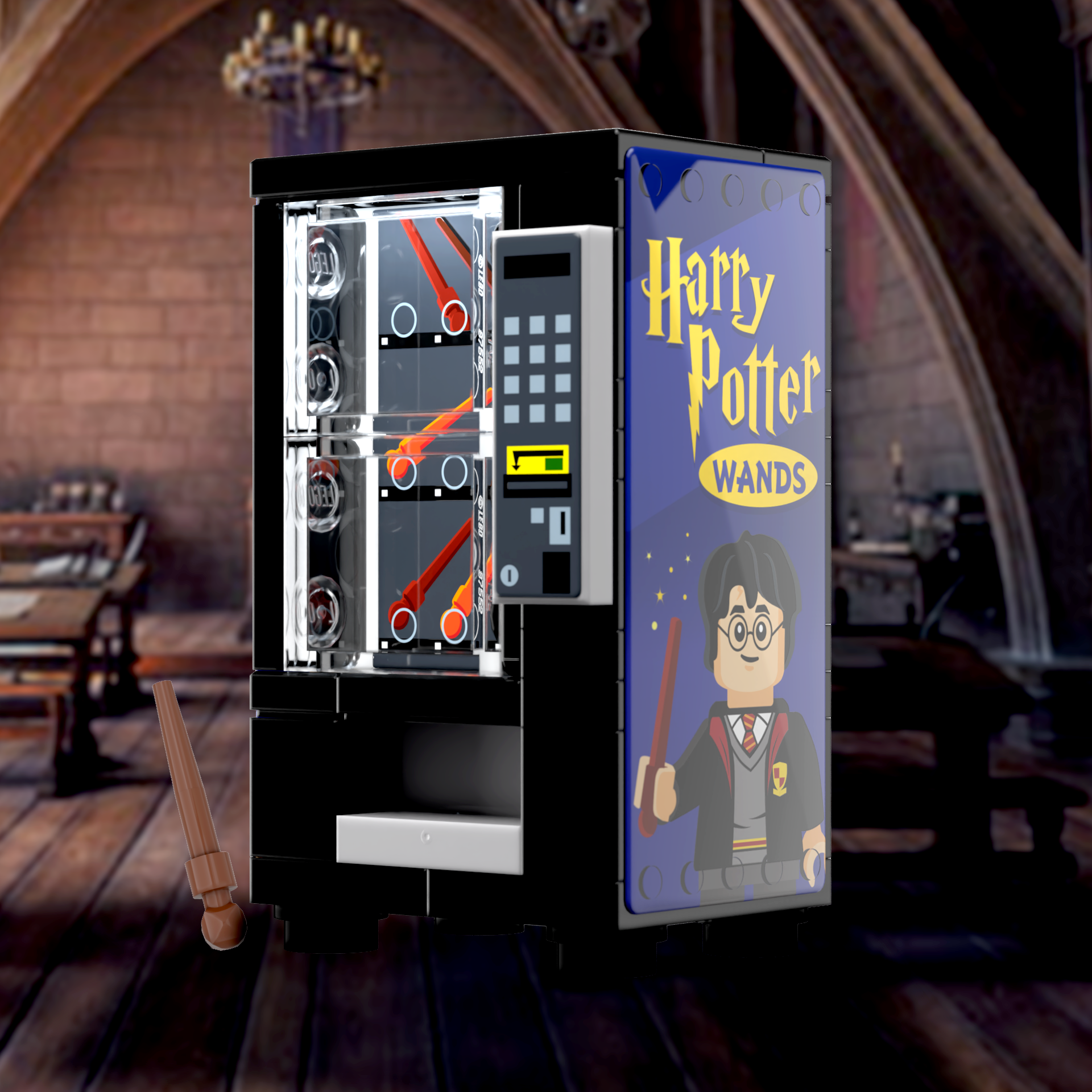 Wizard Wands Vending Machine Building Set made using LEGO parts