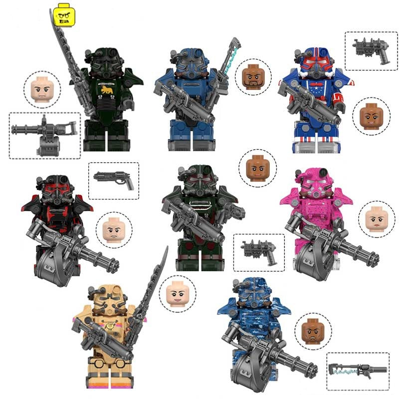 Fallout T-45 Power Armor Set of 8 Lego Minifigures Custom video Game Toys S5