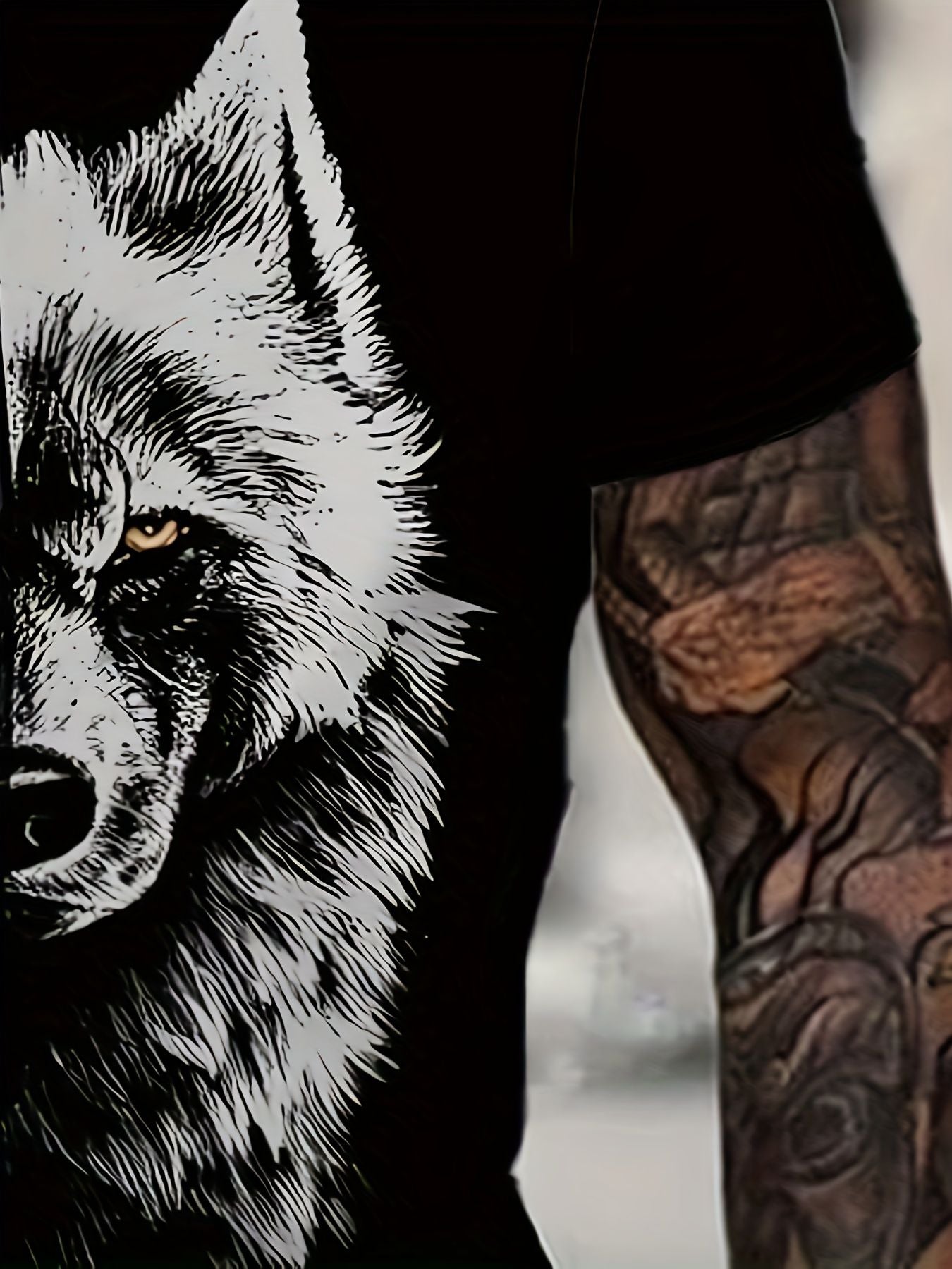 Wolf Creative 3D Printed Fashionable Men's T-shirt, Summer Casual Top, Comfortable And Fashionable Round Neck Short Sleeved Shirt, Suitable For Daily Wear