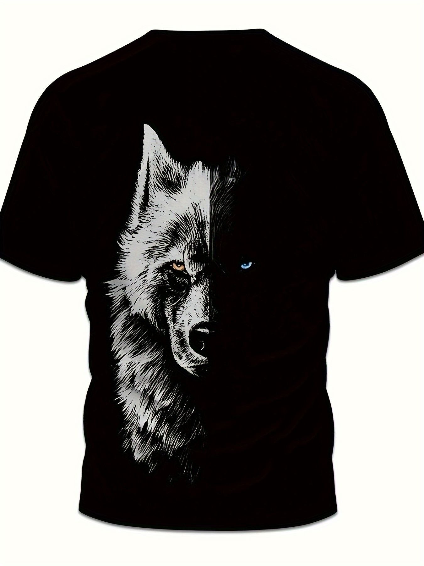 Wolf Creative 3D Printed Fashionable Men's T-shirt, Summer Casual Top, Comfortable And Fashionable Round Neck Short Sleeved Shirt, Suitable For Daily Wear