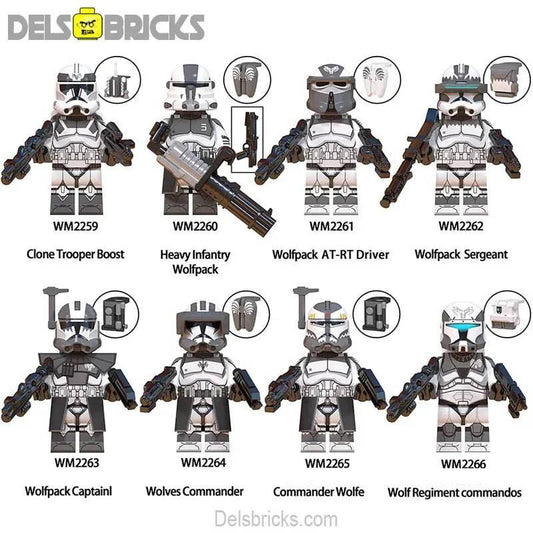 Wolfpack Clone troopers Set of 8 Star Wars Minifigures - 