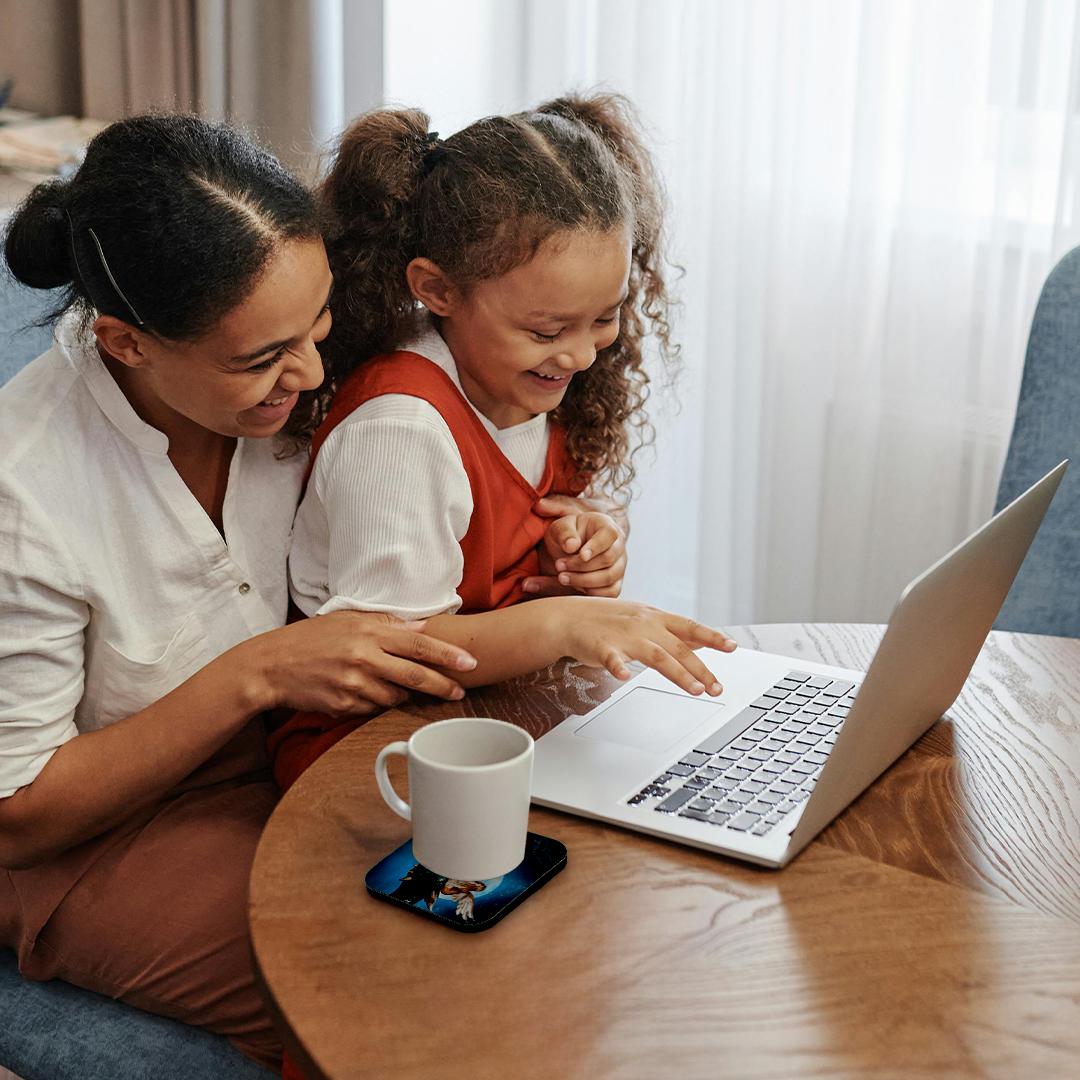 3dRose Renderly Yours Fairies - Fairy Dragon Fantasy with Moon and Owls - Coasters (cst_25967)