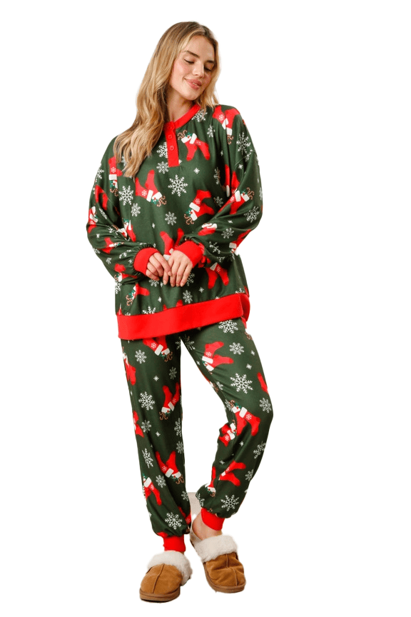 Women Candy Cane Christmas Pajamas Striped Lounge Set Xmas Pjs Set