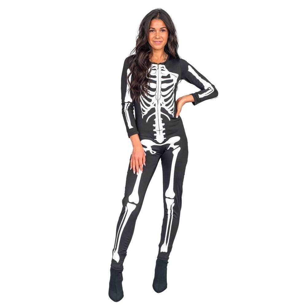 Women's Halloween Skeleton Costume Jumpsuit - Glow in the Dark / Plain Cosplay - Normal / XS