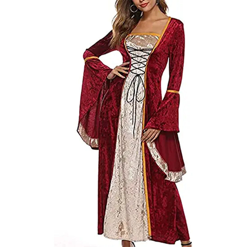 Women's Renaissance Medieval Costume Over Long Retro Gown