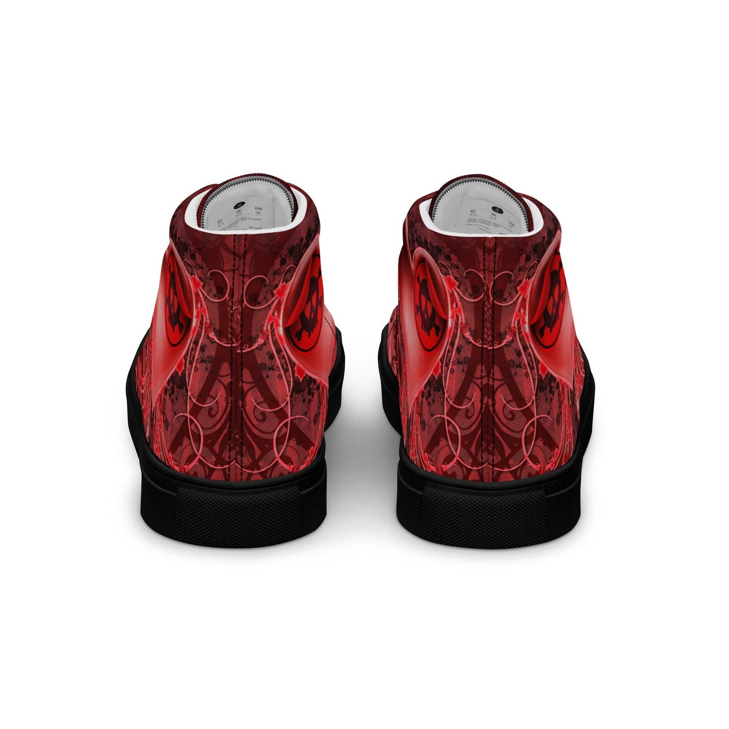 Gothic Skull and Heart Women’s High Top Canvas Shoes - 5