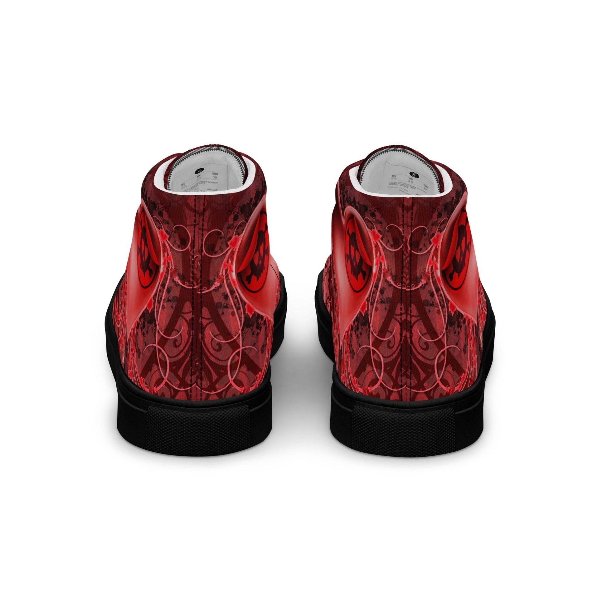 Gothic Skull and Heart Women’s High Top Canvas Shoes - 5
