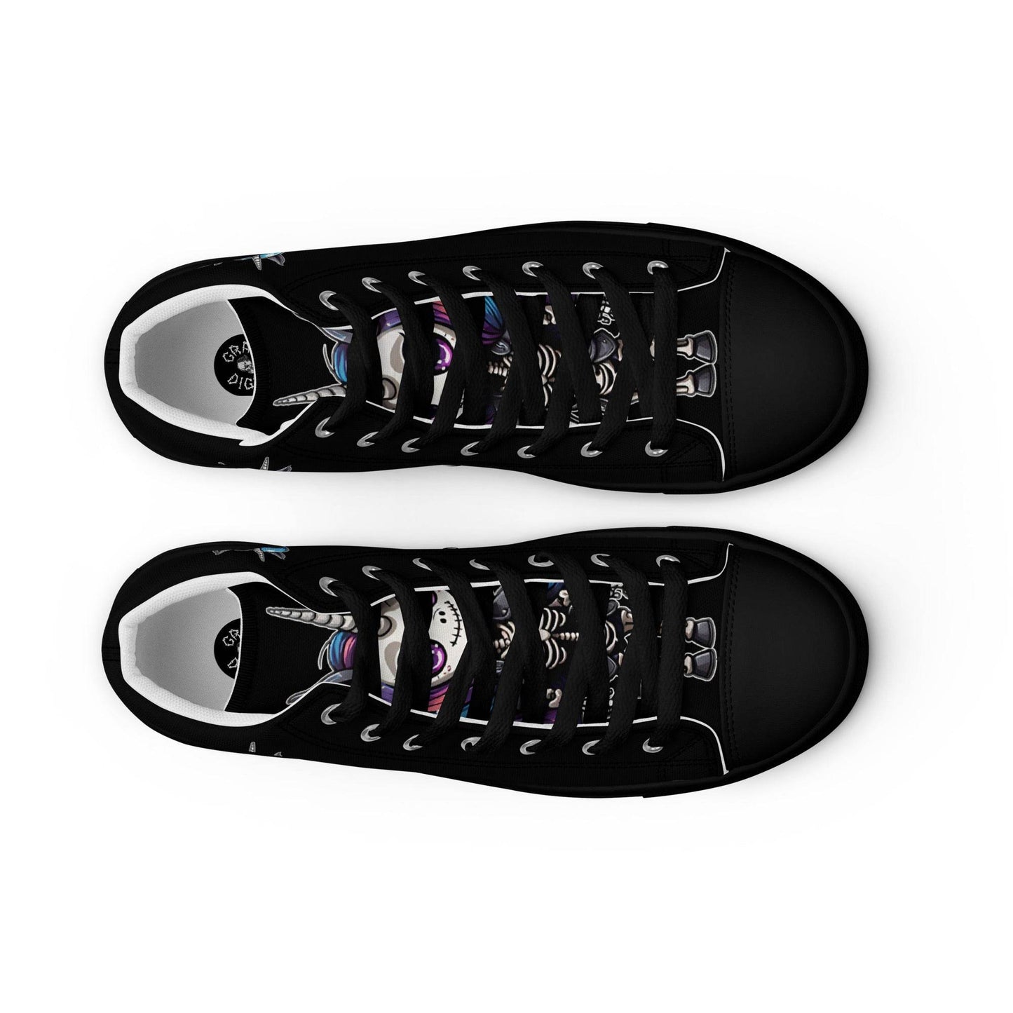Skeleton Unicorn Women’s High Top Canvas Shoes - 5