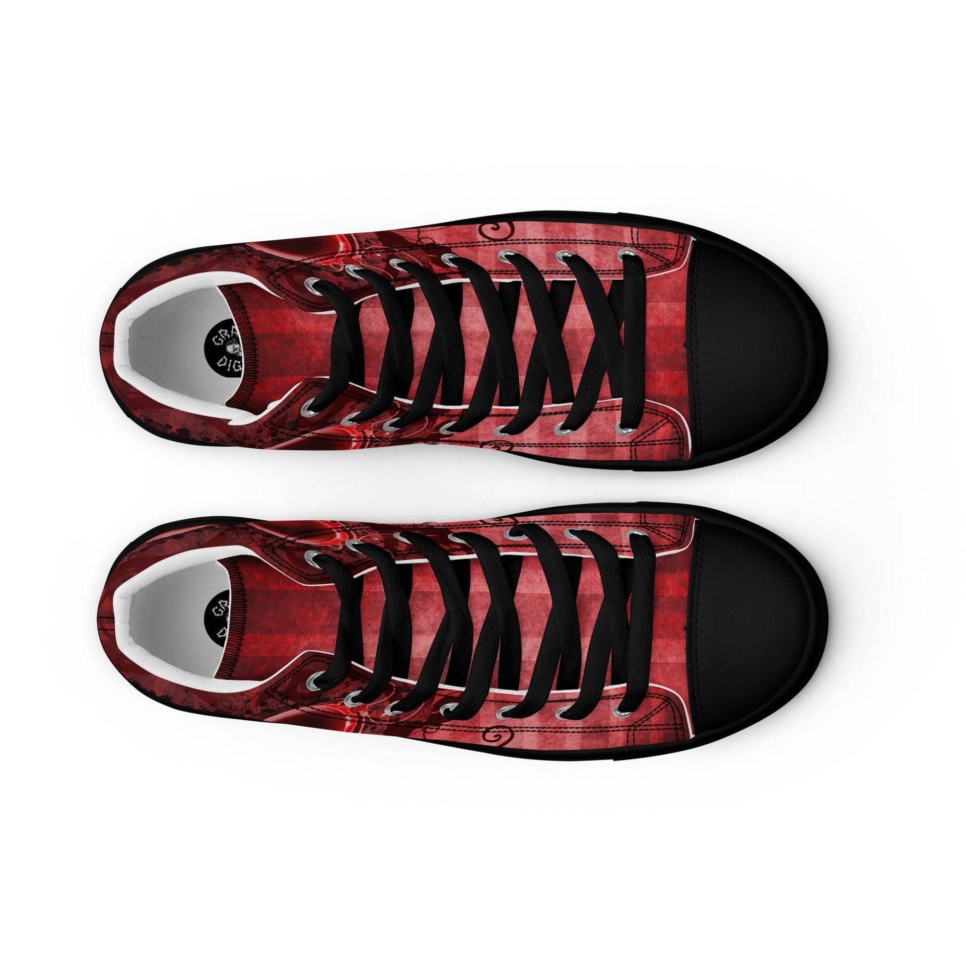 Gothic Skull and Heart Women’s High Top Canvas Shoes - 5