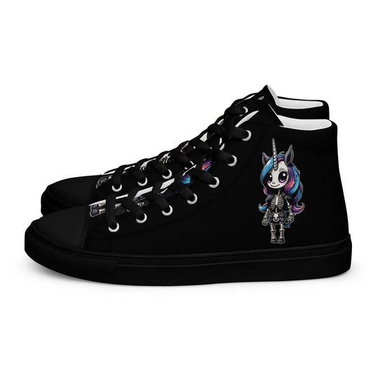 Skeleton Unicorn Women’s High Top Canvas Shoes - 5