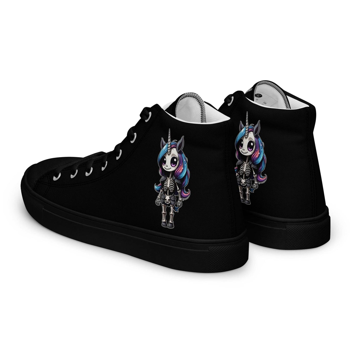 Skeleton Unicorn Women’s High Top Canvas Shoes - 5