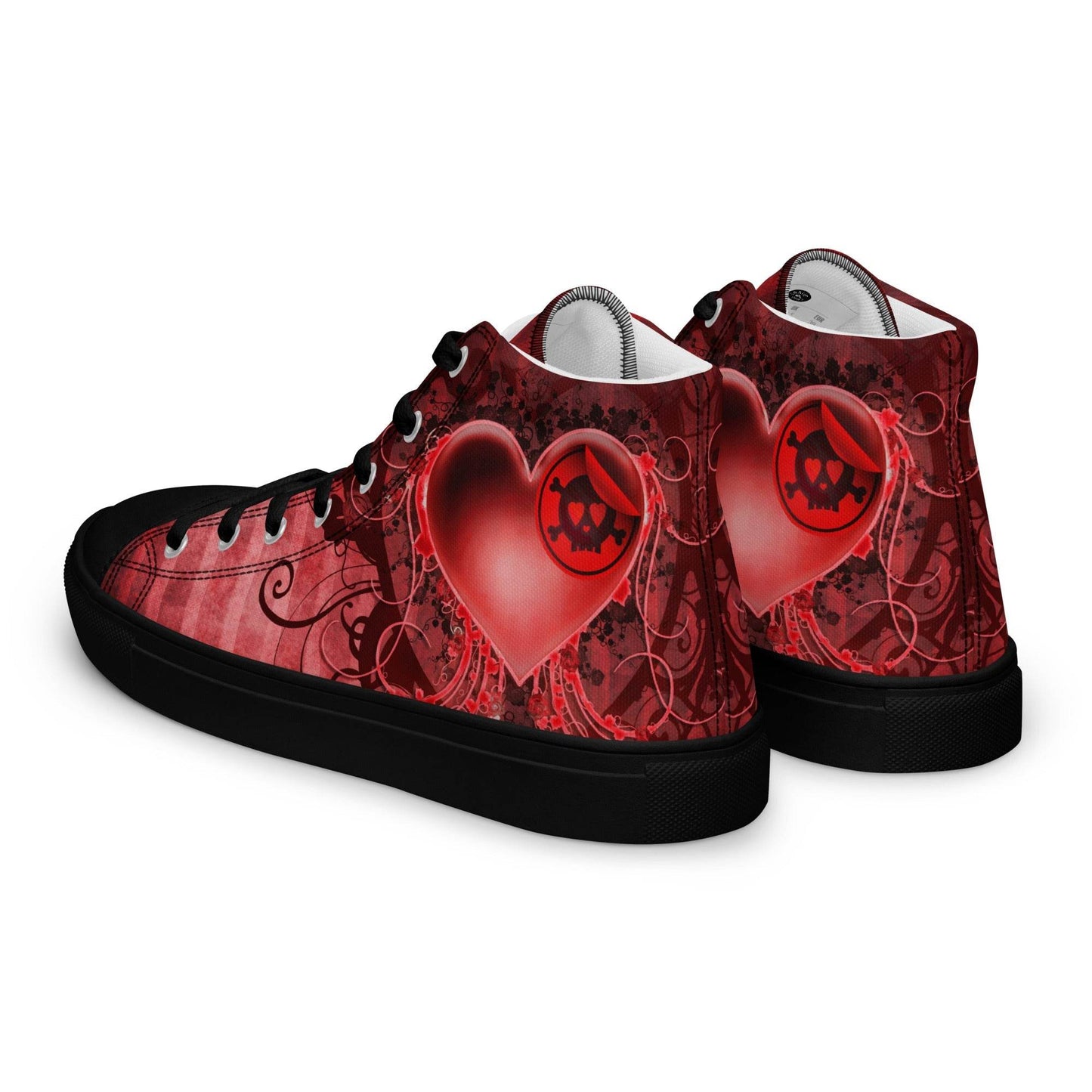 Gothic Skull and Heart Women’s High Top Canvas Shoes - 5