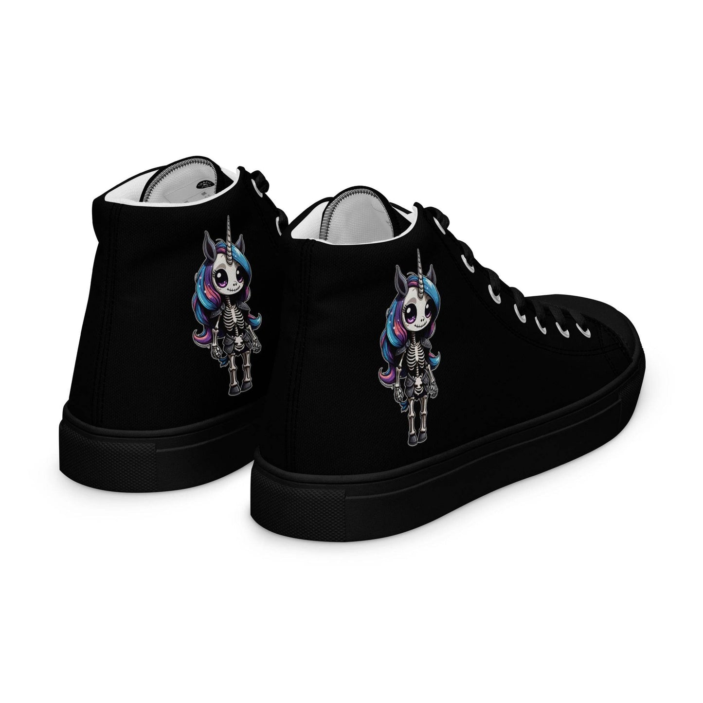 Skeleton Unicorn Women’s High Top Canvas Shoes - 5