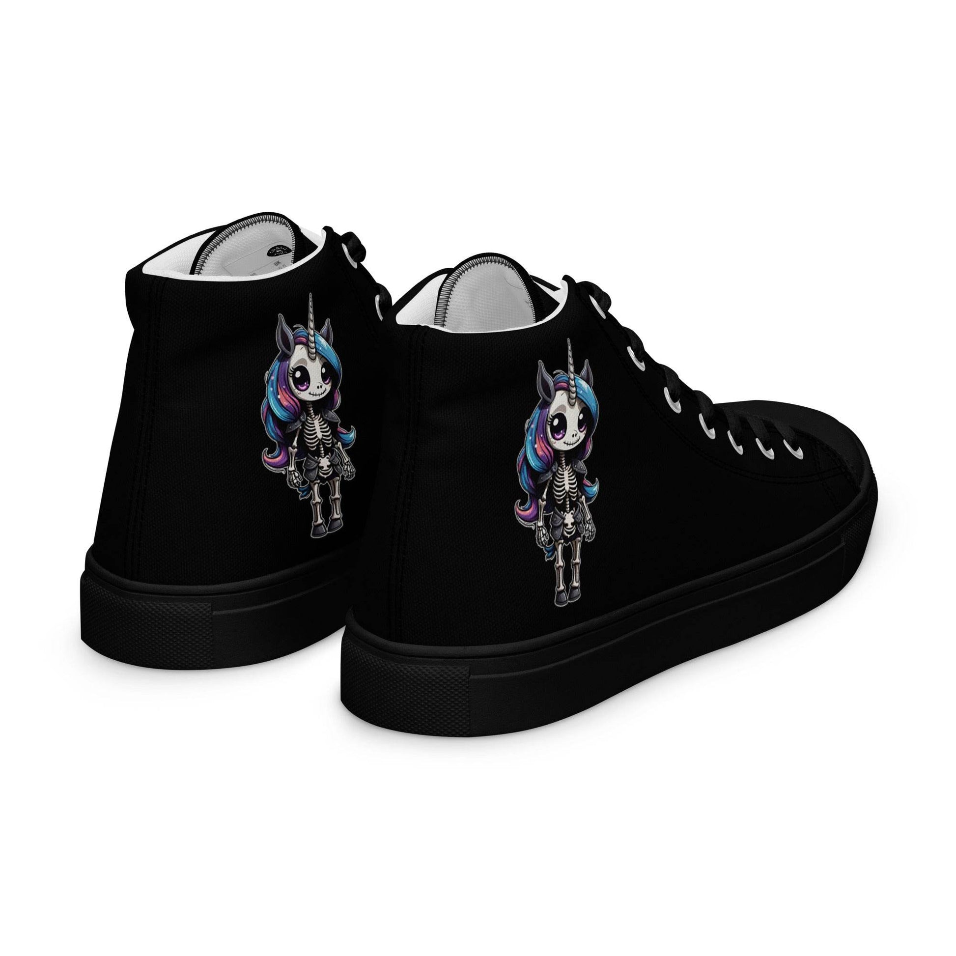 Skeleton Unicorn Women’s High Top Canvas Shoes - 5