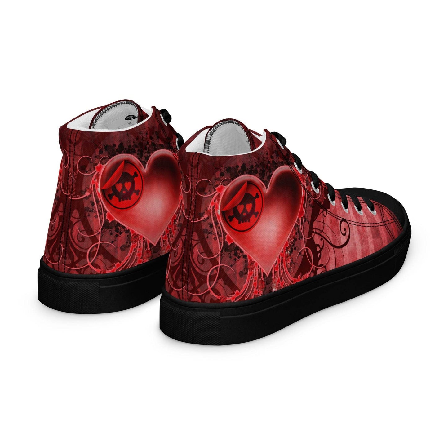 Gothic Skull and Heart Women’s High Top Canvas Shoes - 5