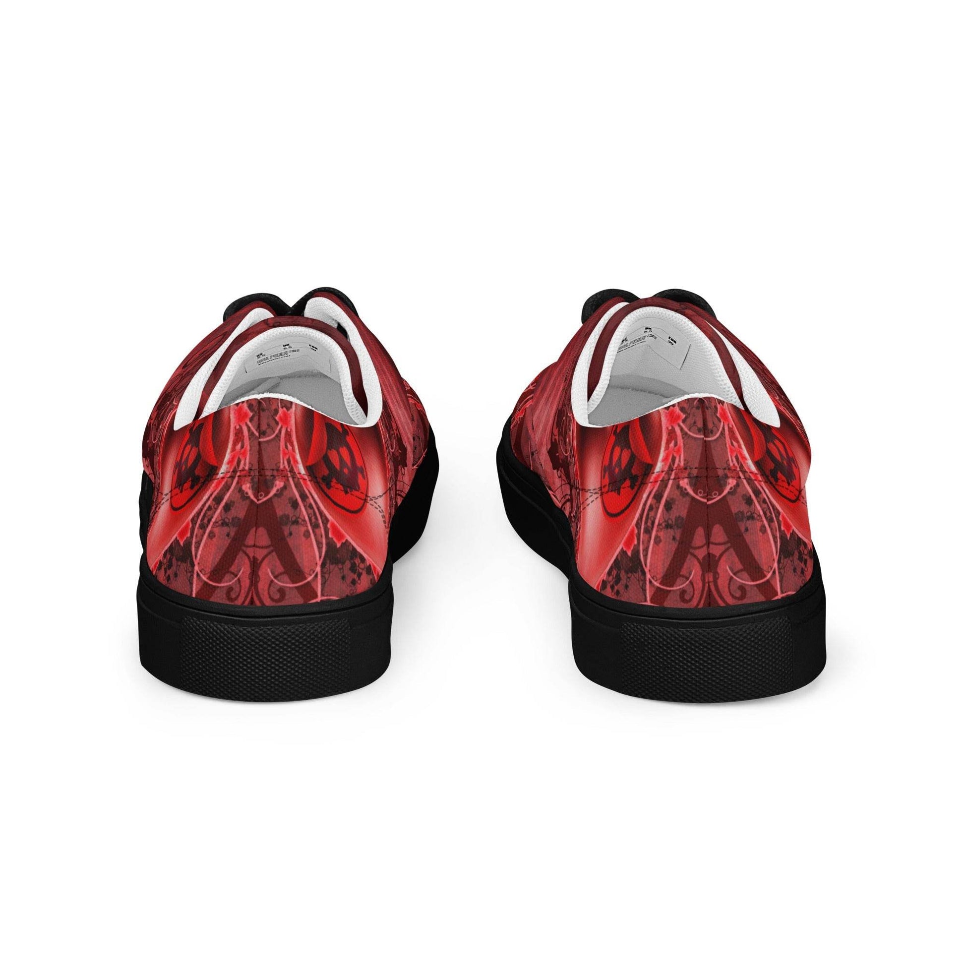 Gothic Skull and Heart Women’s Lace-up Canvas Shoes - 5
