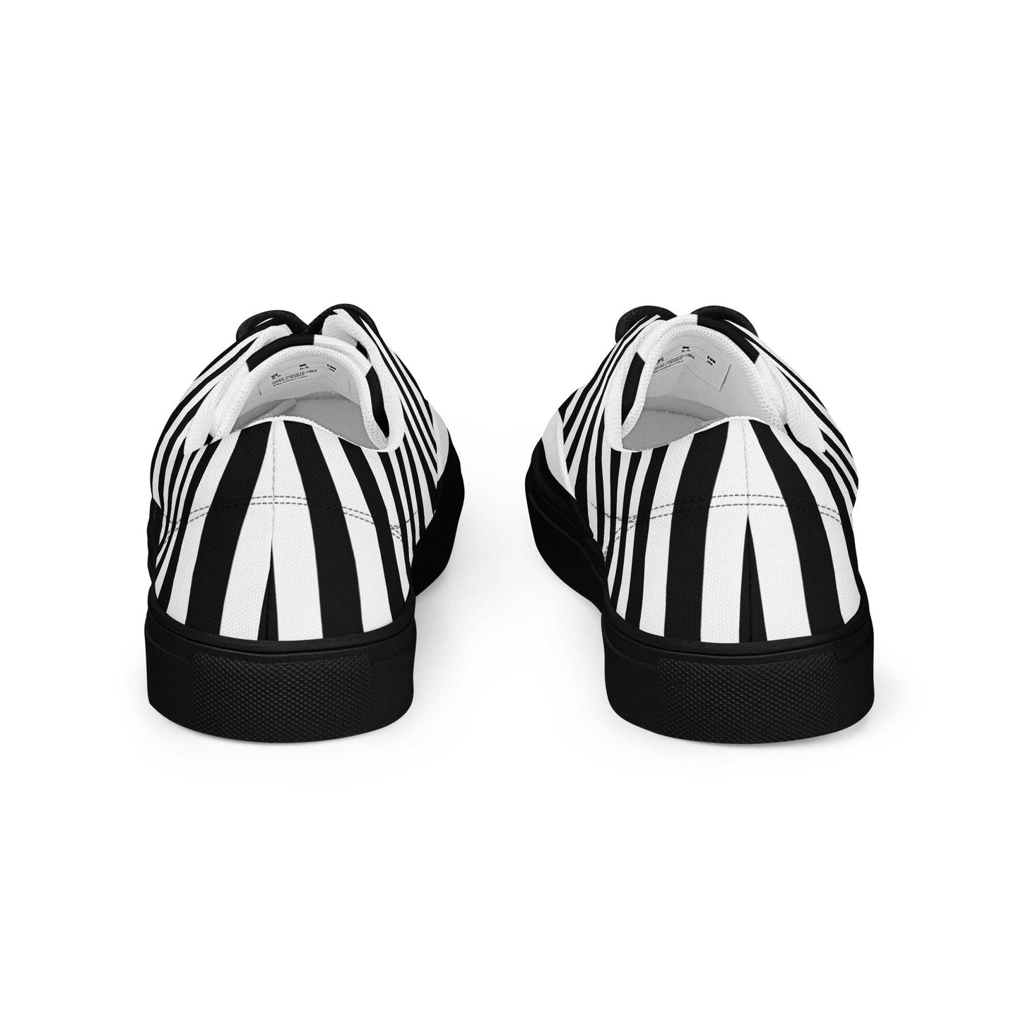 Black and White Striped Women’s Lace-up Canvas Shoes - 5