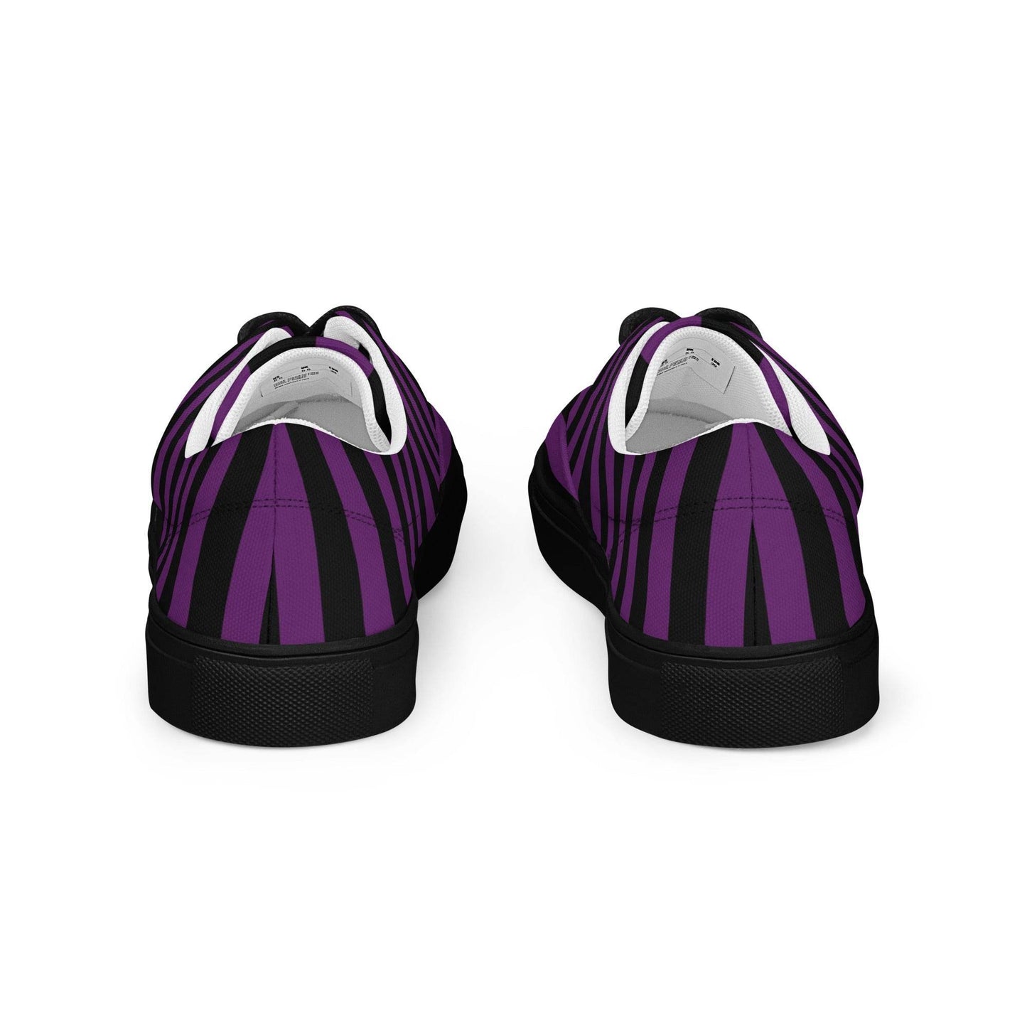 Black and Purple Striped Women’s Lace-up Canvas Shoes - 5