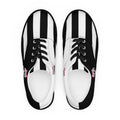 Black and White Girly Skull with Pink Bow Women’s Lace-up Canvas Shoes - 5