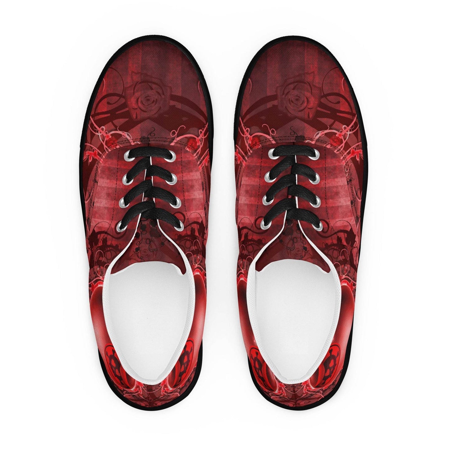 Gothic Skull and Heart Women’s Lace-up Canvas Shoes - 5