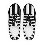 Black and White Striped Women’s Lace-up Canvas Shoes - 5