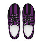 Black and Purple Striped Women’s Lace-up Canvas Shoes - 5