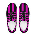 Black and Pink Striped Women’s Lace-up Canvas Shoes - 5