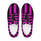 Black and Pink Striped Women’s Lace-up Canvas Shoes - 5