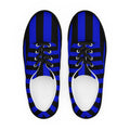 Black and Blue Striped Women’s Lace-up Canvas Shoes - 5