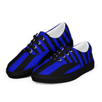 Black and Blue Striped Women’s Lace-up Canvas Shoes - 5