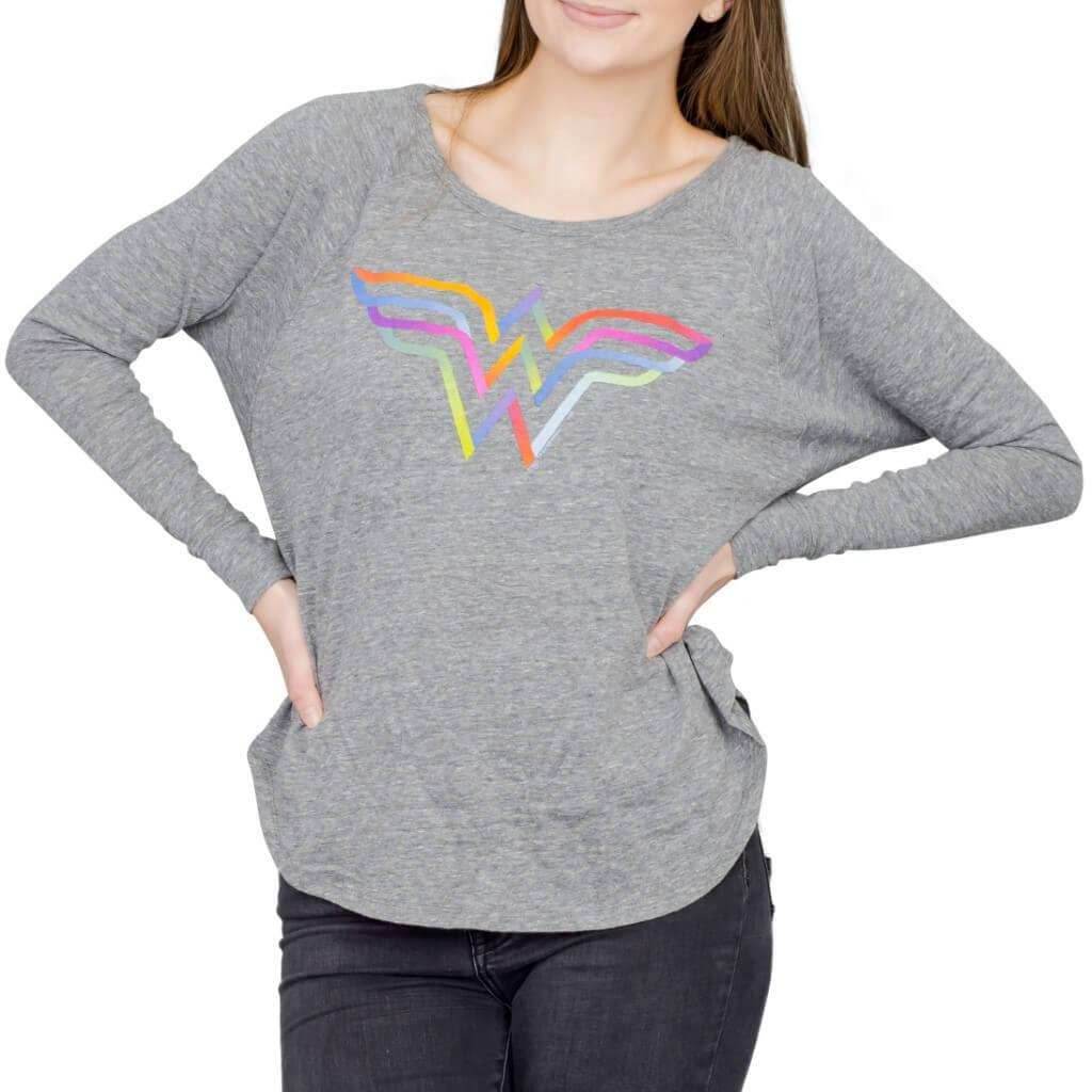 Wonder Woman Rainbow Logo Long Sleeve T-Shirt - S
