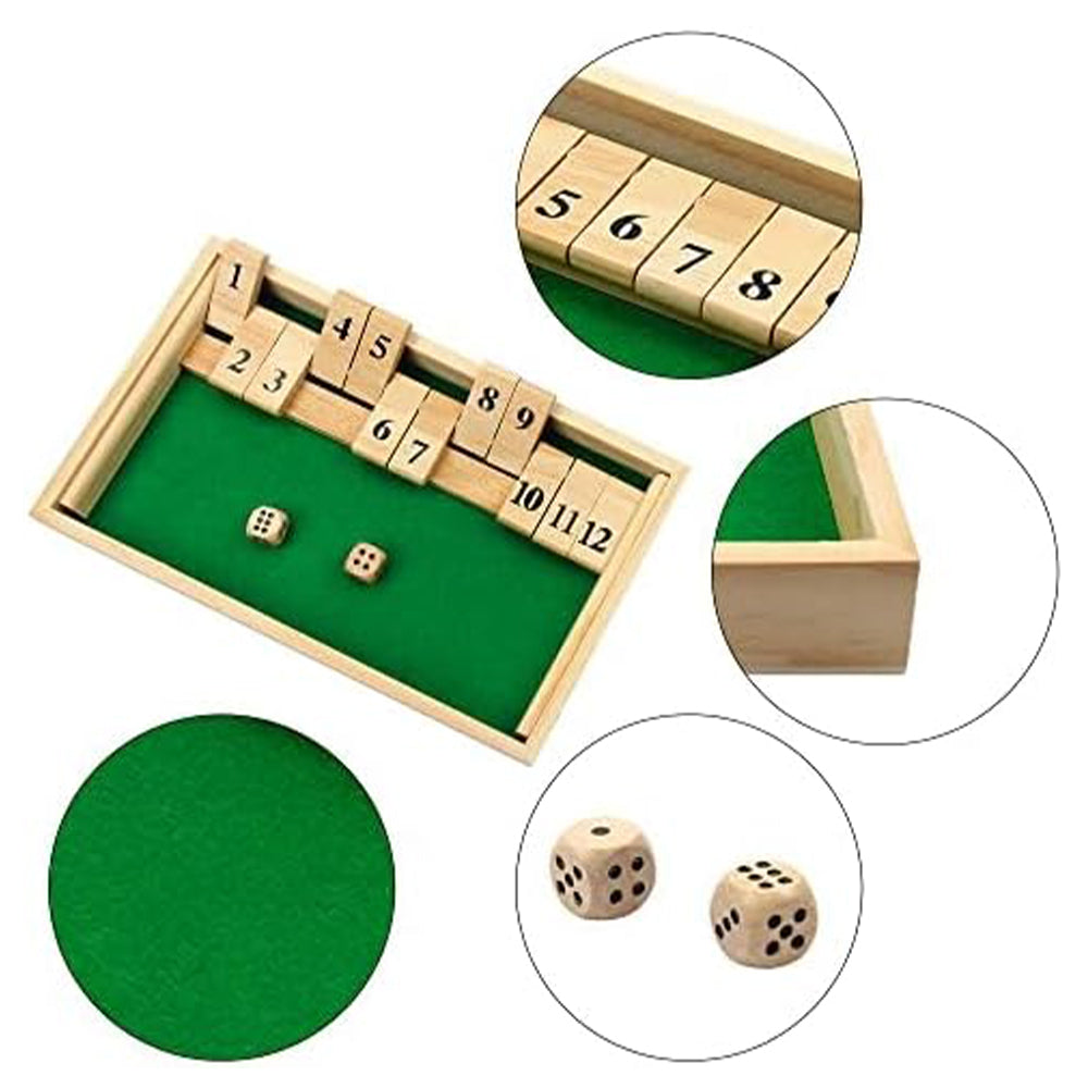 Wooden Double Shutter Numbers Flop Table Game - 2 Players