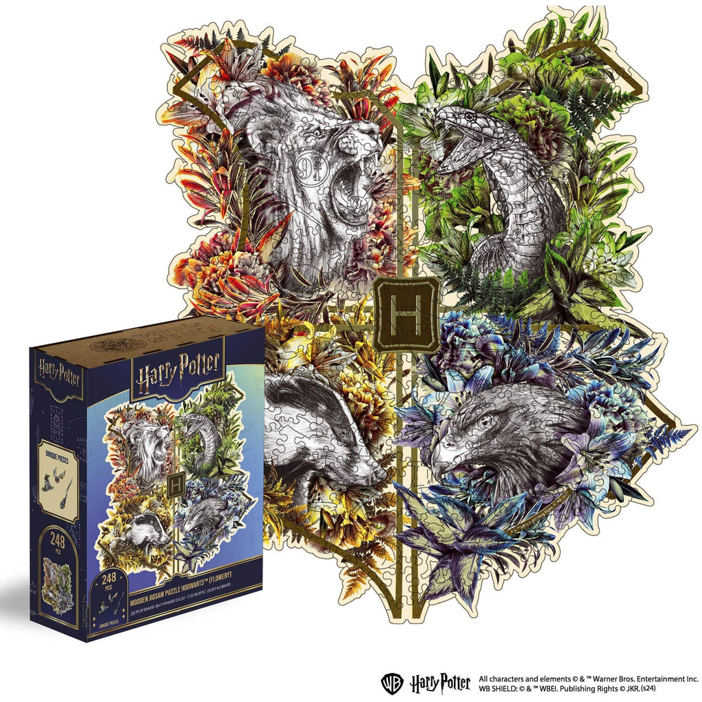 Wooden jigsaw puzzle Harry Potter Hogwarts™ Houses (Flowery)