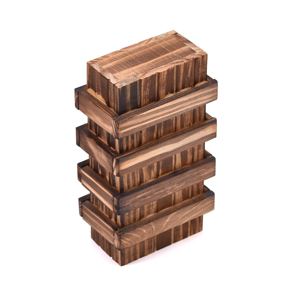 Wooden Puzzle Box with Secret Hidden Compartment for Adults