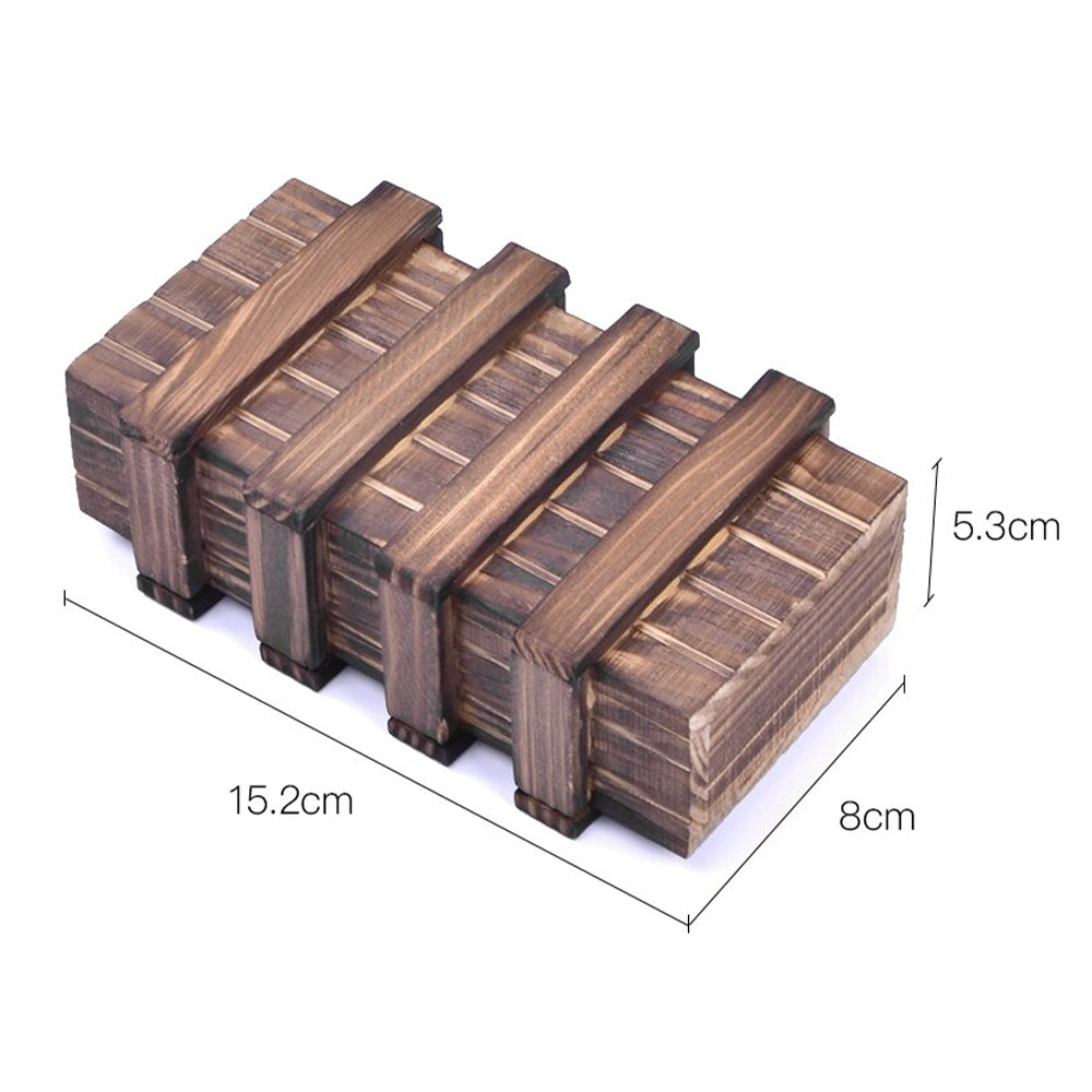 Wooden Puzzle Box with Secret Hidden Compartment for Adults