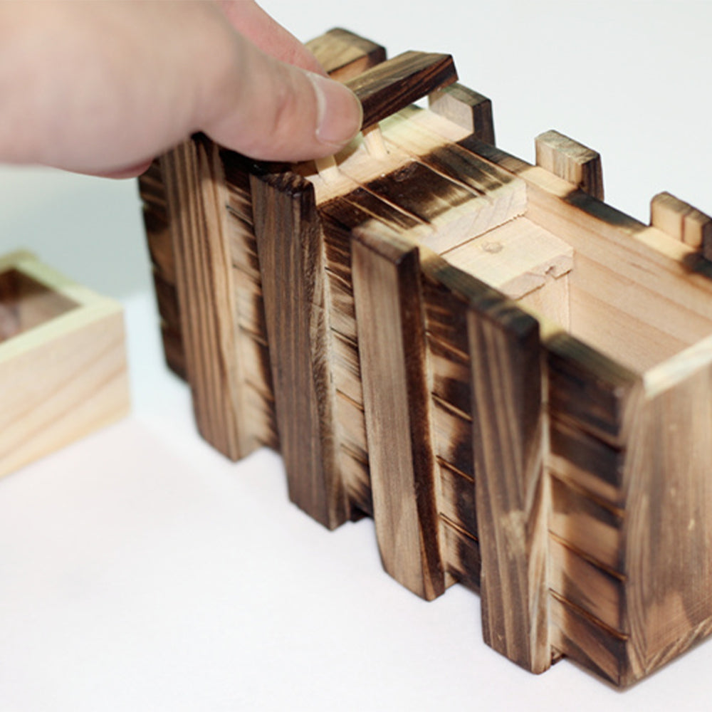 Wooden Puzzle Box with Secret Hidden Compartment for Adults