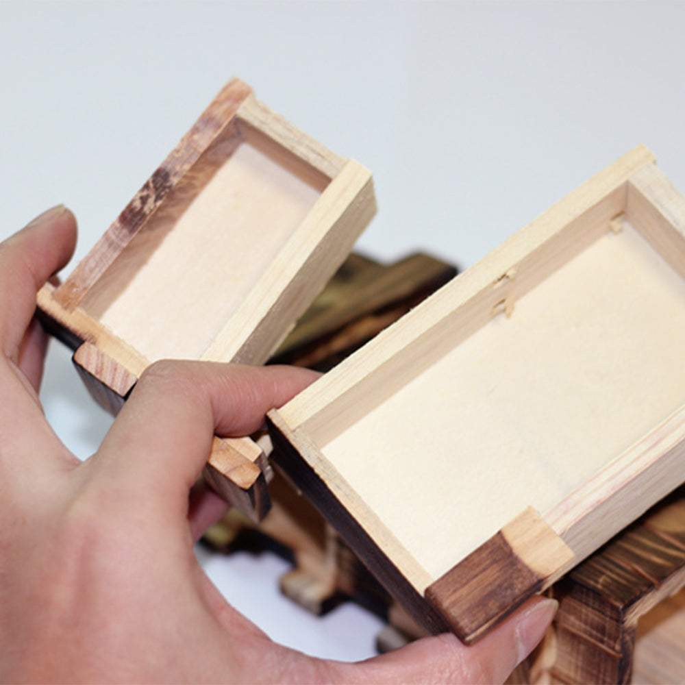 Wooden Puzzle Box with Secret Hidden Compartment for Adults