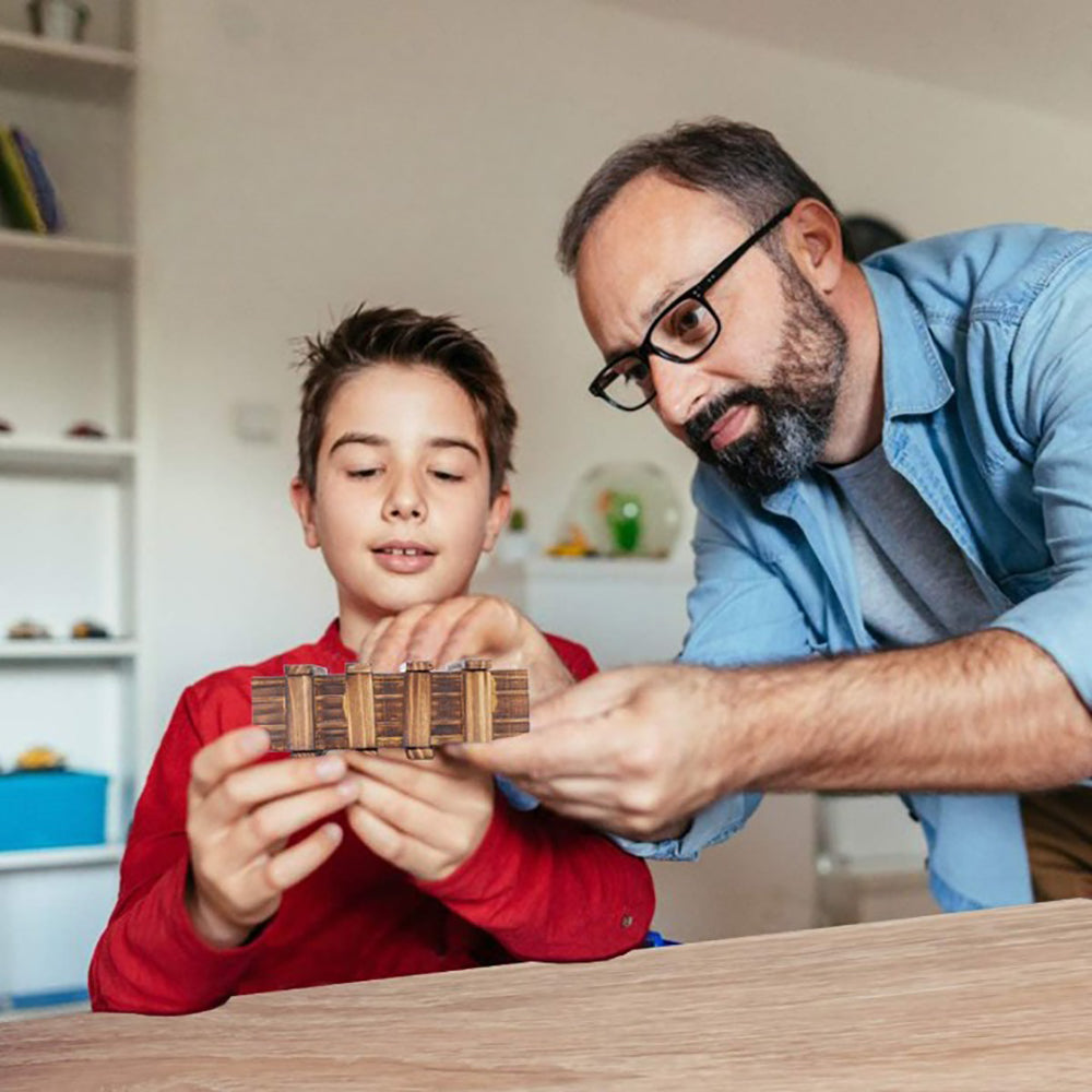 Wooden Puzzle Box with Secret Hidden Compartment for Adults