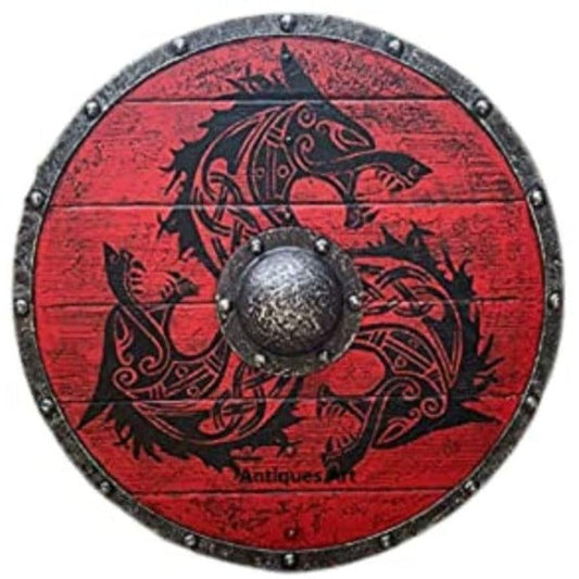 Wooden Warrior of Fenrir Viking Shield 24"