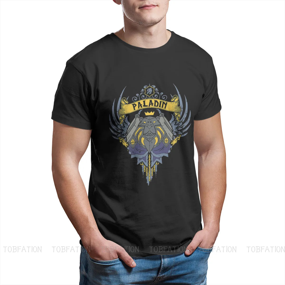 World of Warcraft Game TShirt for Men PALADIN Soft Summer Sweatshirts T Shirt High Quality Trendy Fluffy