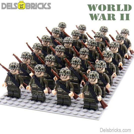 World War 2 American Soldiers set of 24 Lego Minifigures Custom Toys 4 D271 - 