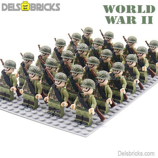 World War 2 American Soldiers set of 24 Lego Minifigures Custom Toys d-259 - 
