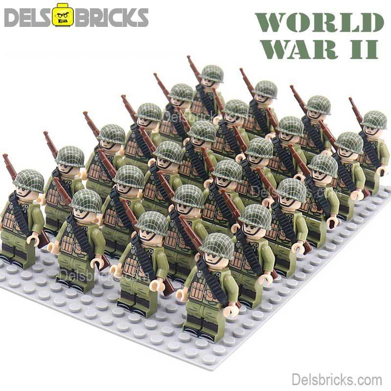 World War 2 American Soldiers set of 24 Lego Minifigures Custom Toys D263 - 