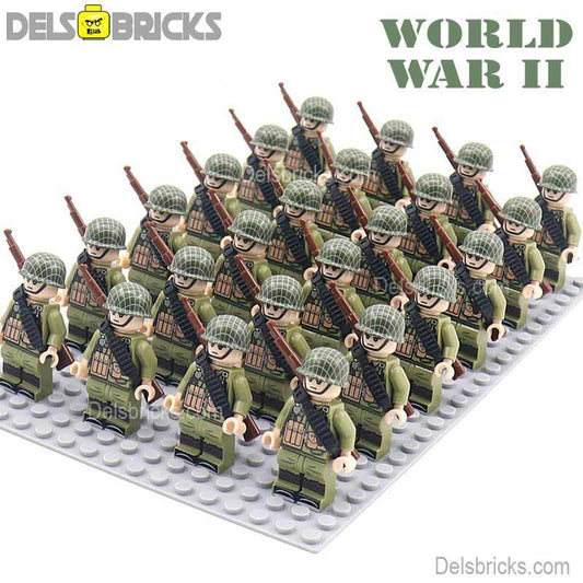 World War 2 American Soldiers set of 24 Lego Minifigures Custom Toys D263 - 