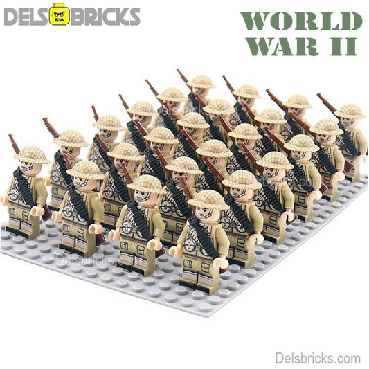 World War 2 British Soldiers set of 24 Lego Minifigures Custom Toys d-261 - 