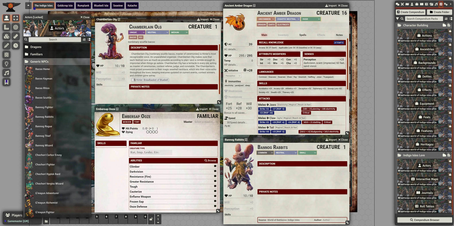 World of Battlezoo: Indigo Isles for Foundry VTT - Pathfinder 2nd Edition / Foundry VTT Module Only