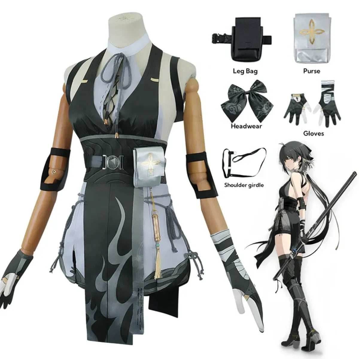 Wuthering Waves Rover Cosplay Costume – Full Set with Wig & Accessories - S / Wig Only