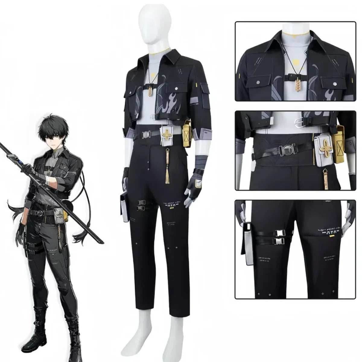 Wuthering Waves Rover Male Cosplay Costume – Full Set with Wig - S / Costume and wig
